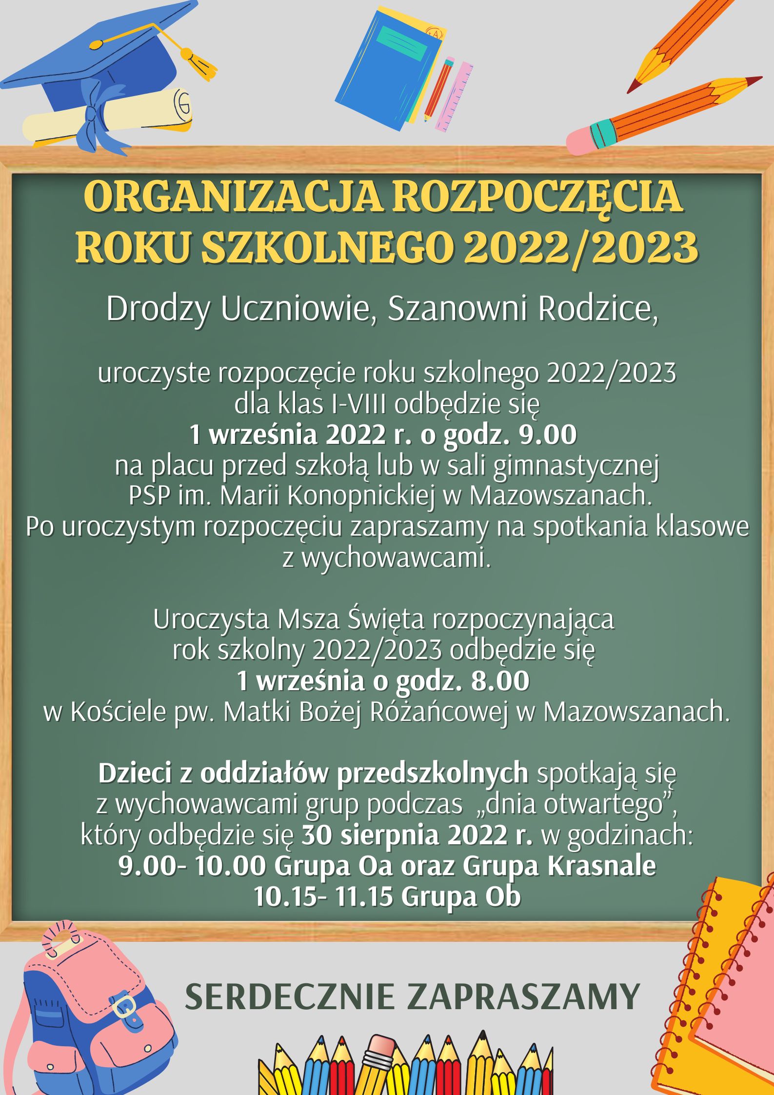 Organizacja Rozpoczęcia Roku Szkolnego 20222023 Szkoła Podstawowa Im Marii Konopnickiej W 4517